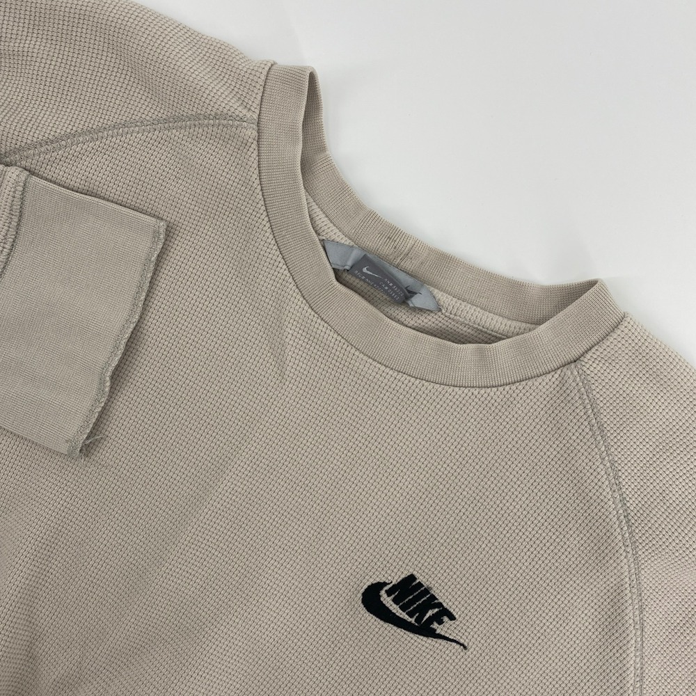 Nike Waffle Knit Thermal Shirt Mens XXL Tan Beige Gorpcore Layering Streetwear